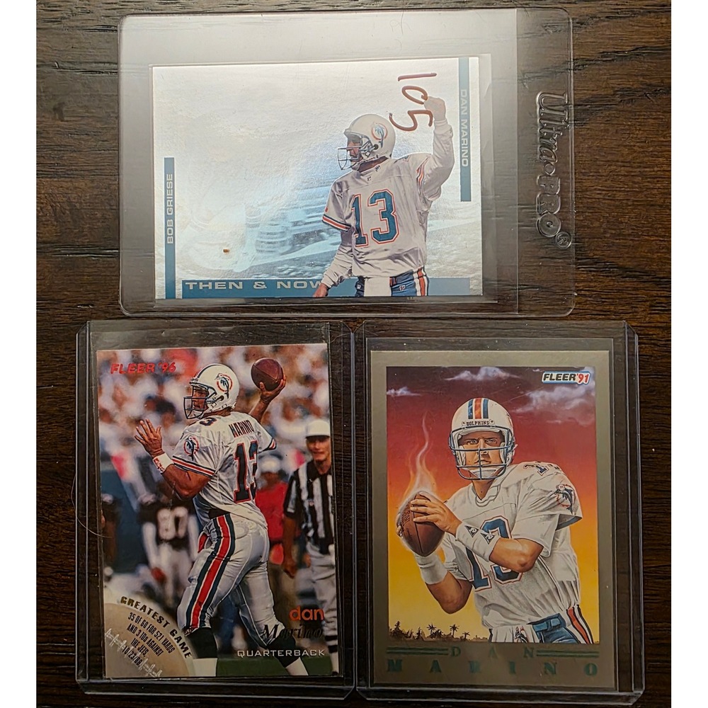 Dan Marino Bob Griese Football Cards Fleer‎ 91 Then & Now Dolphins Lot